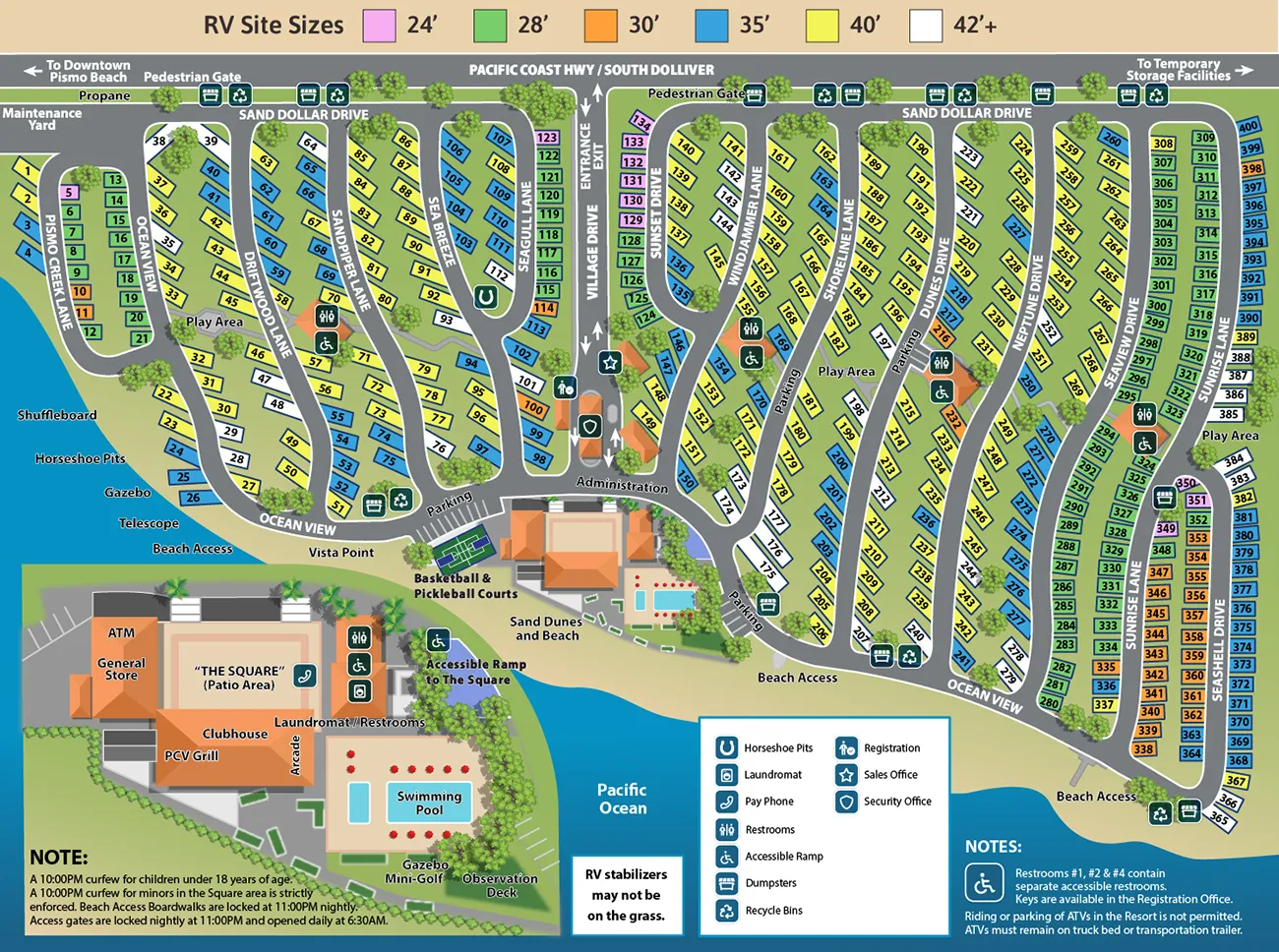 Pismo Coast Village RV Resort map